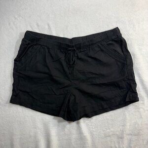 Briggs XXL Black Linen Shorts Elastic Waist Casual Summer Comfy Beach Minimalist